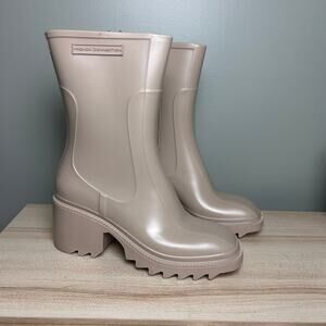 French Connection Kloe Heeled Terrain Boots Rain Shoes Stone Taupe size 8
